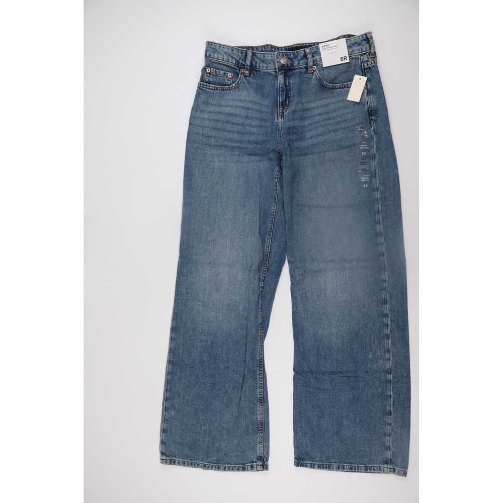 Aeropostale Womens Jeans Baggy Wide Leg Blue Solid 8R NWT